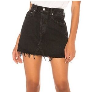 Agolde Black Quinn Frayed Mini Skirt
